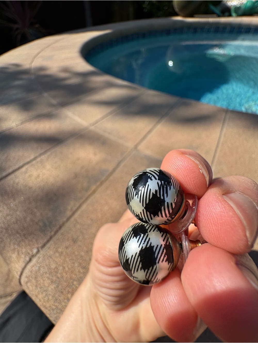 Vintage Betsy Johnson Black & White Plaid Stud Earrings